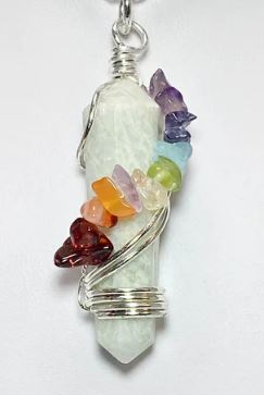 Gemstone D/T Point Chakra Chips Stones Wire Wrapped Pendant