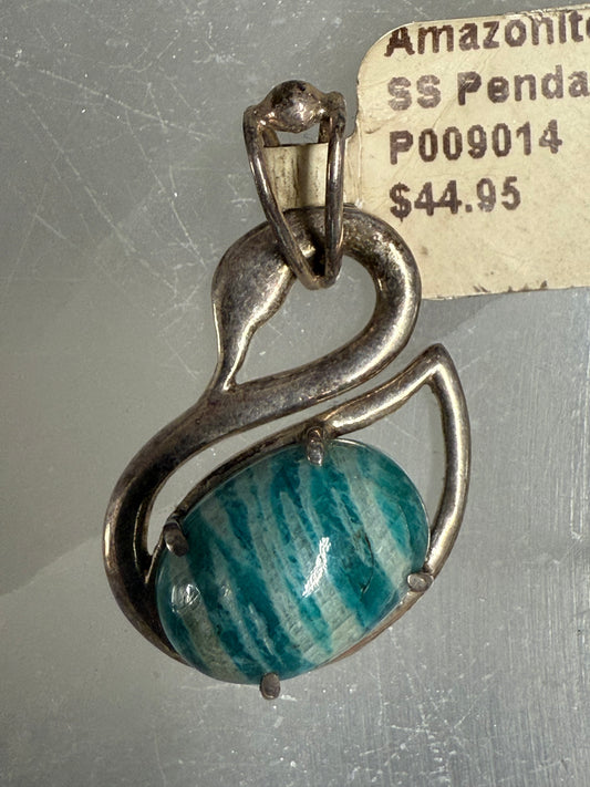 Amazonite Sterling Silver Pendant – calming blue-green crystal jewelry known for soothing energy and promoting communication.