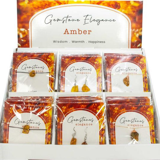 Gemstone Elegance Jewelry - Amber Plated Earrings, Necklaces & Bracelets