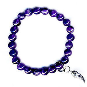 Amethyst with Angel Wing Charm Bracelet - Art Of Luck