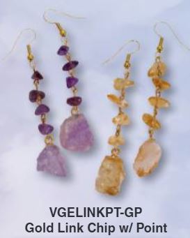 Gemstone Link Gold Plated Chips with Point Earrings