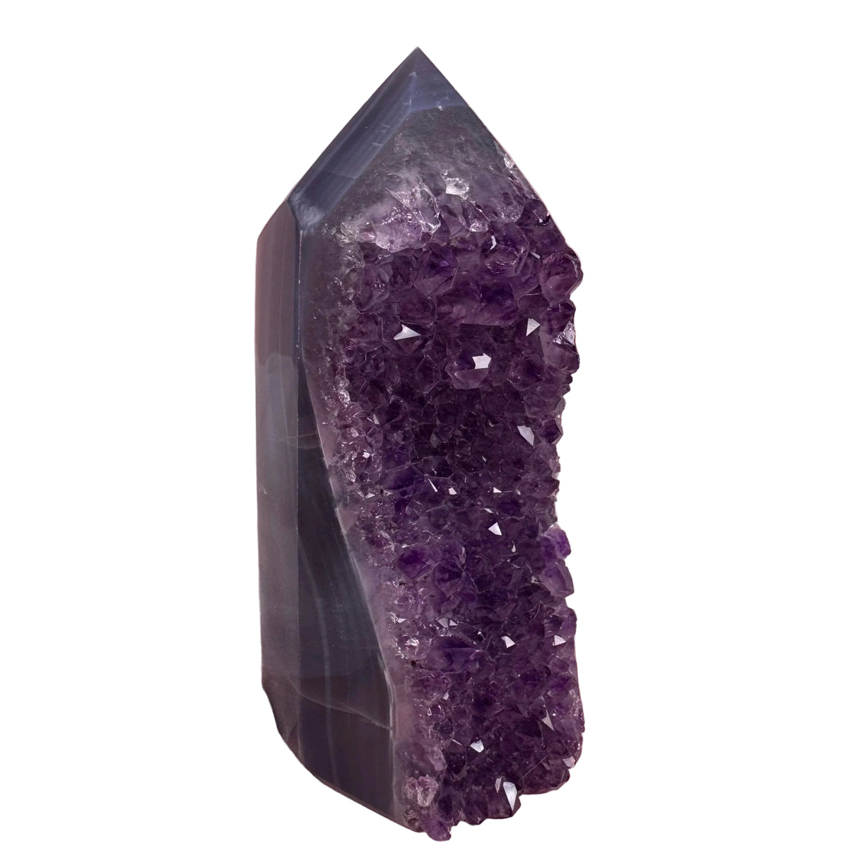 Amethyst Cluster Geode with Agate Polished Tower