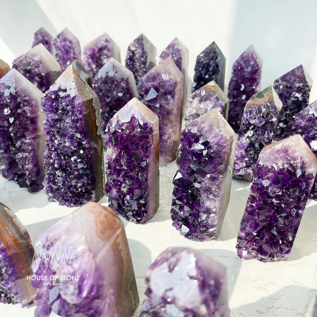 Amethyst Cluster Geode with Agate Polished Tower