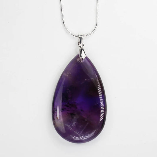 Amethyst Teardrop Cab Pendant With .925 Silver Bail