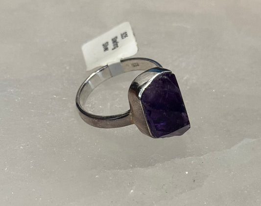 Amethyst Brazil Sterling Silver Ring size 10 – vibrant purple crystal jewelry sourced from Brazil, known for spiritual insight and calming energy.
