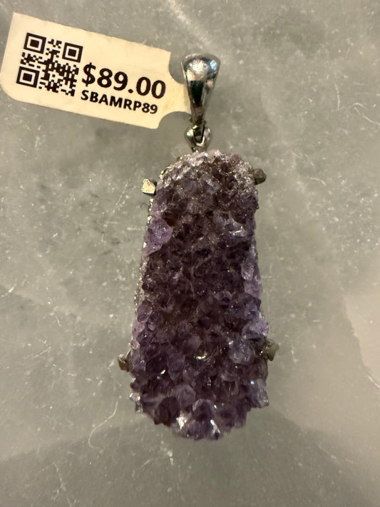 Amethyst Sterling Silver Pendant – beautiful purple crystal pendant known for calming energy and spiritual protection.