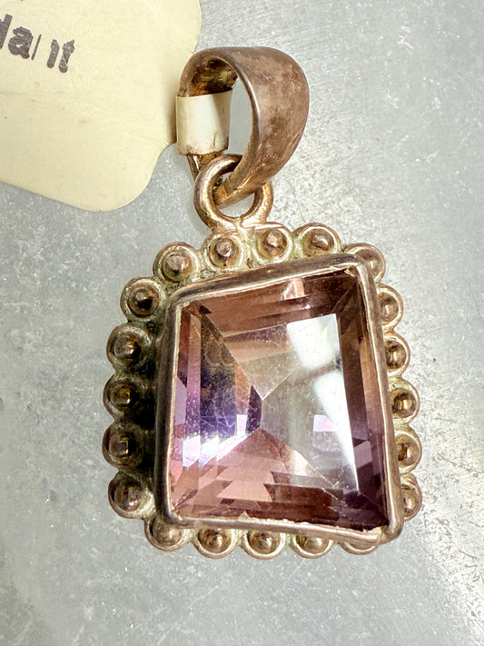 Ametrine Sterling Silver Pendant – crystal jewelry combining amethyst and citrine for balance, clarity, and spiritual focus.