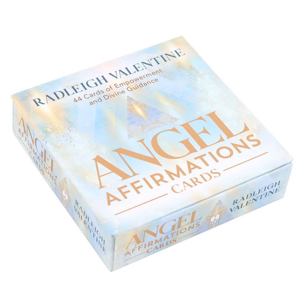 Angel Affirmations Cards by Radleigh Valentine – uplifting card deck with positive affirmations and angelic guidance for daily inspiration.
