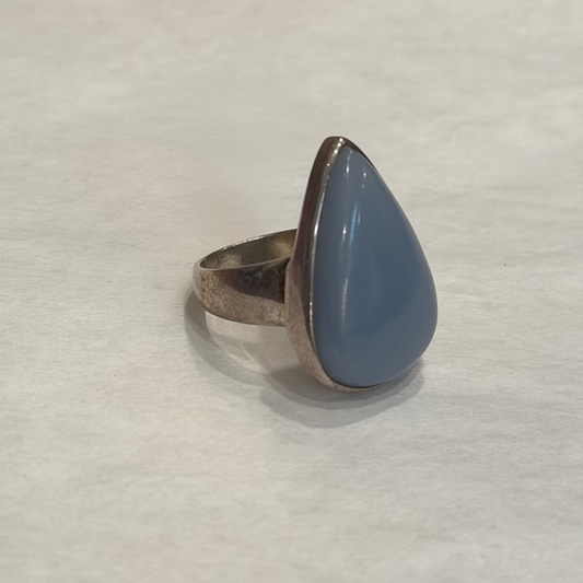Angelite Sterling Silver Ring size 9 – soothing blue crystal jewelry known for calming energy and spiritual communication.
