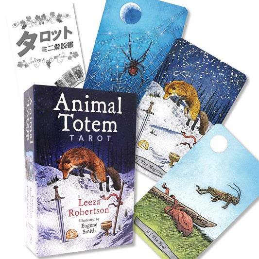 Animal Totem Tarot by Leeza Robertson – a 78-card deck blending traditional tarot symbolism with animal totem wisdom, featuring illustrations by Eugene Smith.

