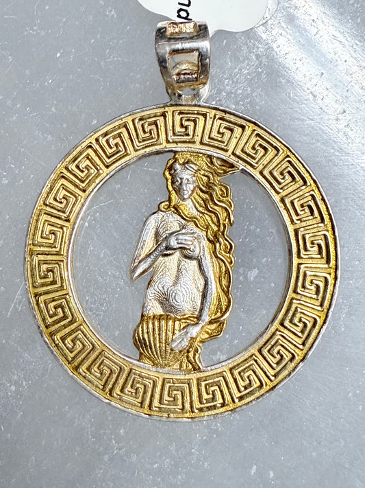 Aphrodite Greek Goddess Gold Plated Over Sterling Silver Amulet Pendant – elegant pendant featuring Aphrodite symbolizing love, beauty, and divine feminine energy.
