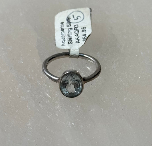 Aquamarine Faceted Sterling Silver Crystal Ring Size 5 – sparkling faceted aquamarine set in sterling silver, perfect for elegant and radiant jewelry.
