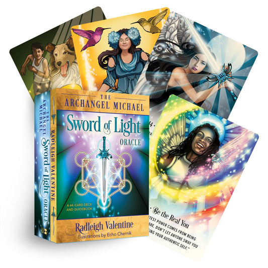 The Archangel Michael Sword of Light Oracle by Radleigh Valentine – a powerful deck invoking protection, clarity, and higher guidance.
