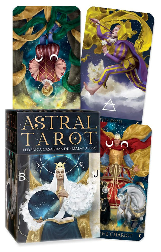 Astral Tarot Deck by Malapuella & Federica Casagrande – a visionary 78-card deck fusing mystical archetypes with elemental and astral energies.
