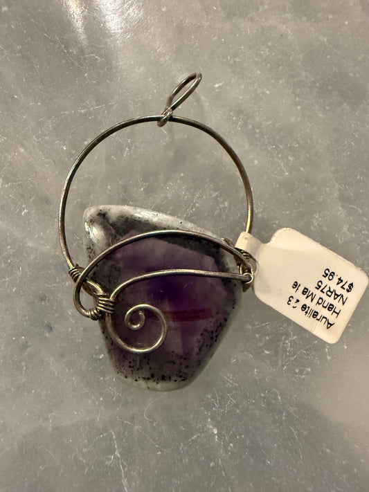 Auralite 23 Sterling Silver Pendant – powerful multicolor crystal jewelry known for spiritual awakening and energy healing.