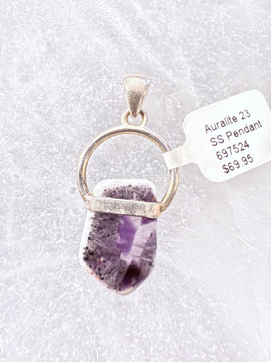 Auralite 23 Spirit Energy Sterling Silver Pendant – vibrant multicolor crystal jewelry known for spiritual awakening and healing.