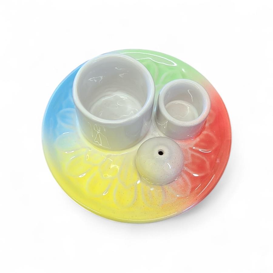 Colorful Ceramic Burner Style #20J – 5" Ceramic Burner for Smudge Sticks, Palo Santo & Incense