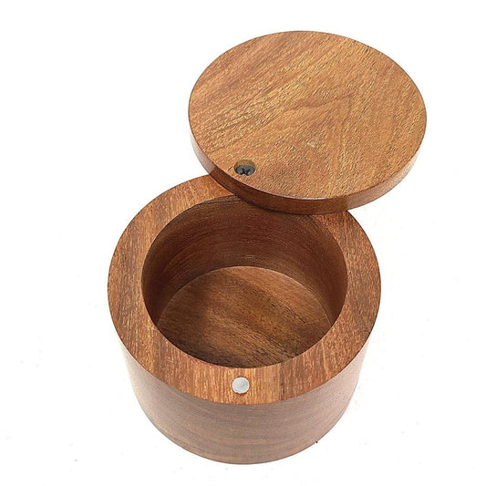 Acacia Wooden Cylinder Storage Box 2.75"H x 3.80"D