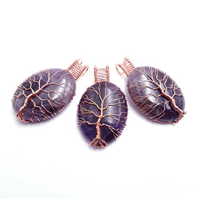 Amethyst Tree Pendant Copper Wire Wrap Pendant