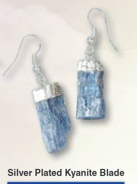 Blue Kyanite Blade Silver Plated Earrings Brazil