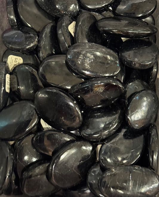 Black Tourmaline Tumbled Palm Stone Crystal