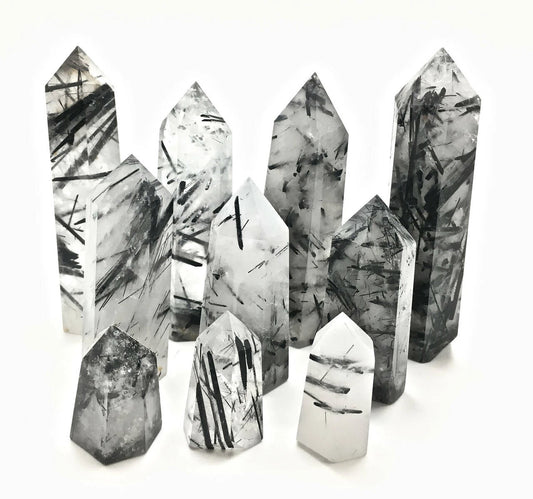 Black Tourmaline In Quartz Tower - 4-5"