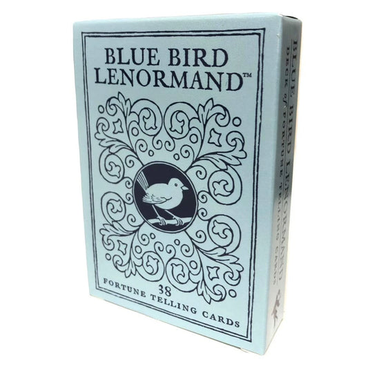 Blue Bird Lenormand by Stuart Kaplan – vintage-style 38-card deck with playing card inserts and poetic interpretations.
