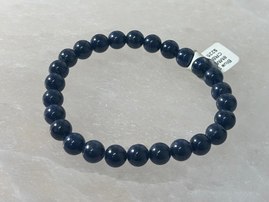 Blue Sapphire 8MM Beaded Bracelet – deep blue sapphire beads measuring 8mm, crafted into an elegant and timeless bracelet.
