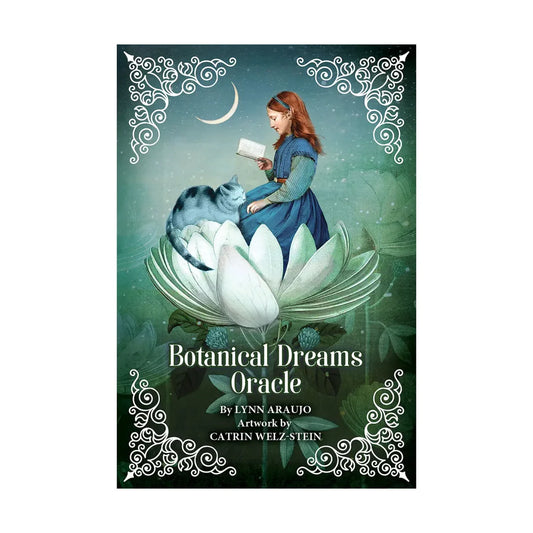 Botanical Dreams Oracle by Lynn Araujo & Catrin Welz-Stein – A 56-card deck featuring lush botanical collages and a 68-page guidebook for self-discovery and healing.
