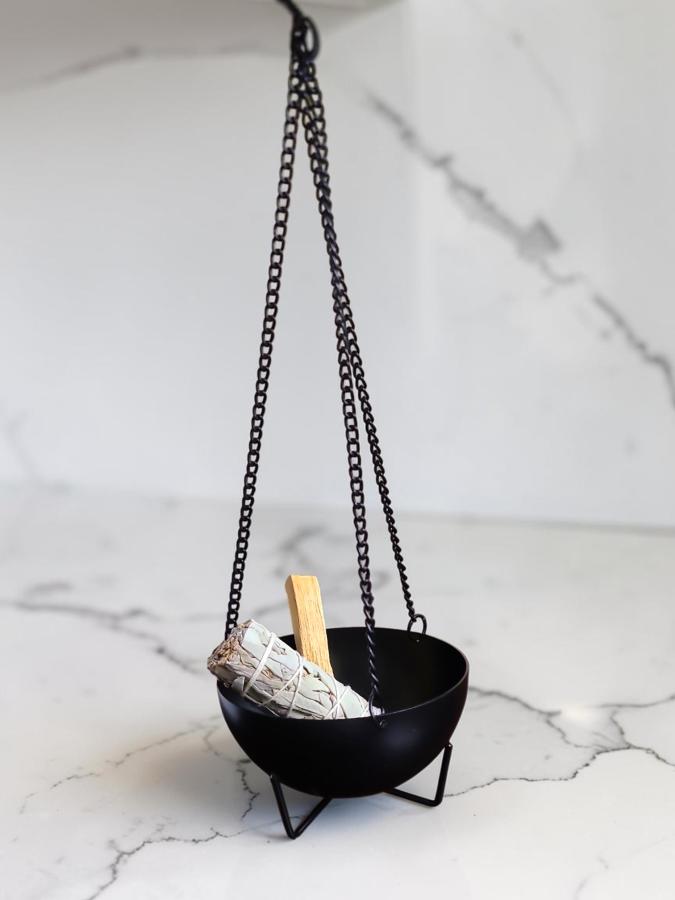 Hanging & Tabletop Metal Charcoal Burner 12"L – Decorative Incense Burner for Resin, Sage & Bakhoor