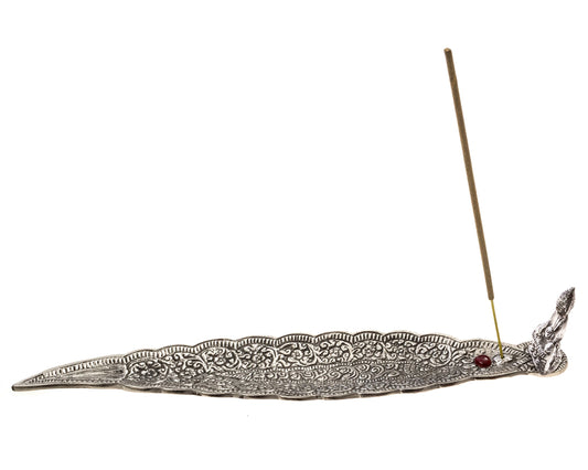Aluminum Buddha Leaf Incense Stick & Cone Burner 12" L