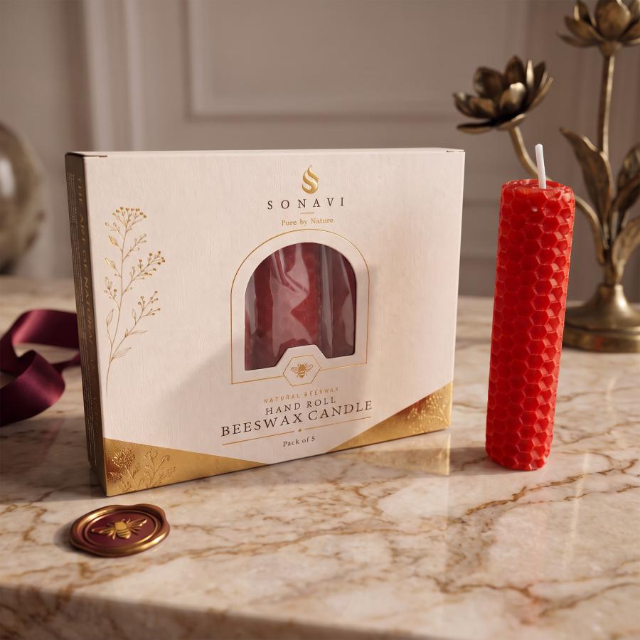 SONAVI Beeswax 4" Candles – Red