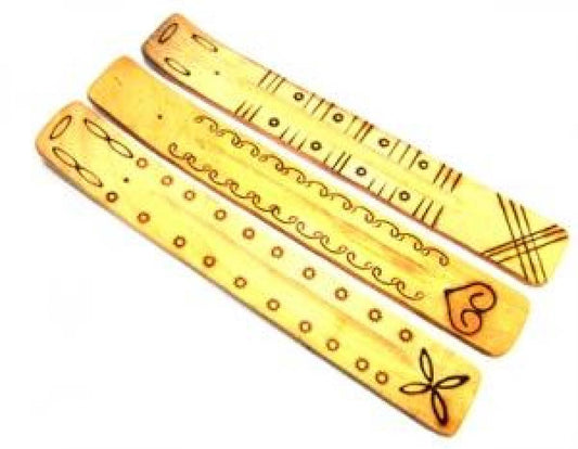 Yellow Wood Boat Burner Assorted Designs 10"L