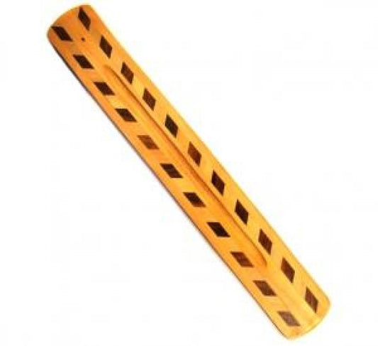 Two Tone Diamond Wood Incense Burner 10"L