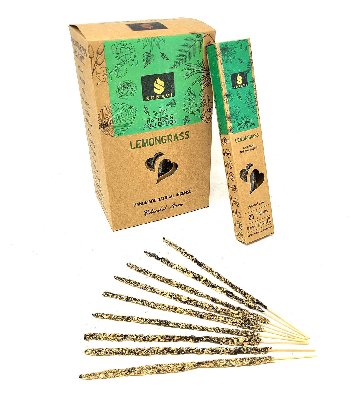 Lemongrass Incense Sticks 25 grams - SONAVI - Nature's Collection: All Natural