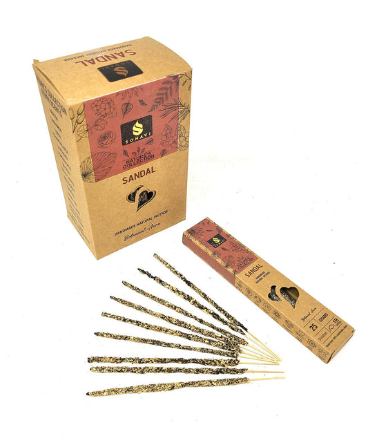 Sandal ( Sandalwood) Incense Sticks 25 grams - SONAVI - Nature's Collection: All Natural