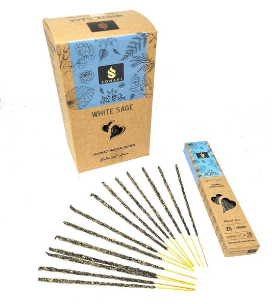 White Sage Incense Sticks 25 grams - SONAVI - Nature's Collection: All Natural