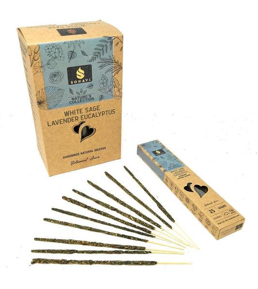 White Sage Lavender Eucalyptus Incense Sticks 25 grams - SONAVI - Nature's Collection: All Natural