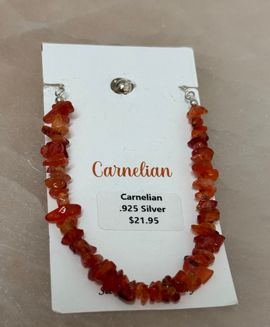 Carnelian 925 Silver Bracelet – vibrant orange carnelian stones beautifully crafted in sterling silver for a bold, energetic look.
