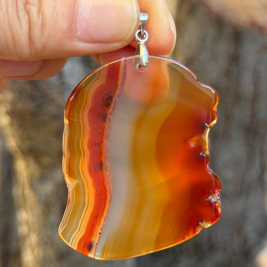 Carnelian Agate Free Form Drilled Swivel Pendant