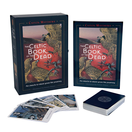 Celtic Book of the Dead Oracle by Caitlín Matthews & Danuta Mayer – 42-card deck and 160-page guidebook inspired by the Irish tale of the Voyage of Maelduin, offering spiritual guidance and self-discovery.
