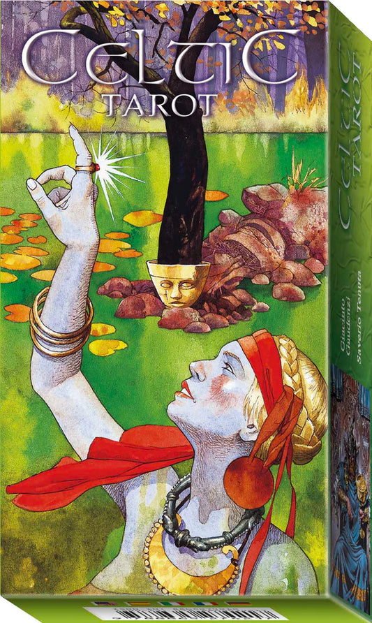 Celtic Tarot by Giacinto Gaudenzi & Saverio Tenuta – richly illustrated tarot deck blending Celtic mythology with traditional symbolism, featuring intricate artwork and vibrant colors.
