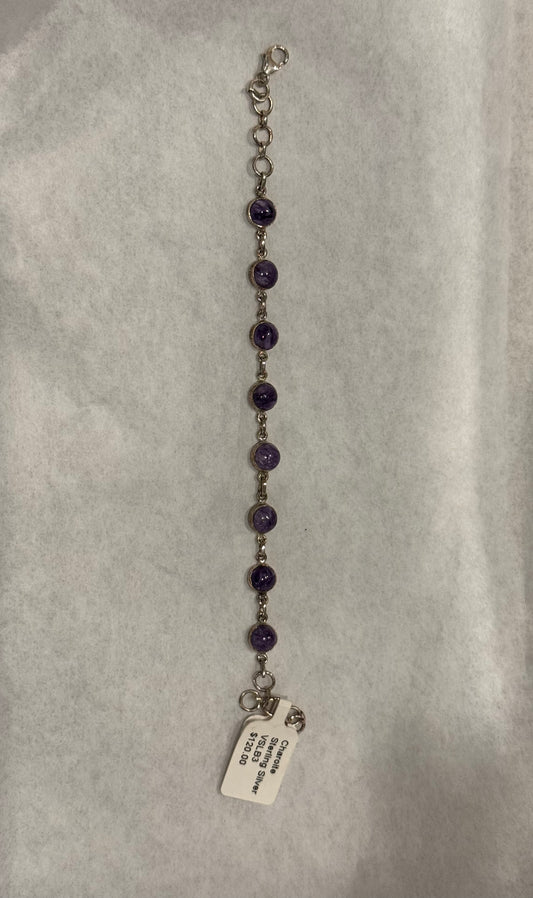 Charoite 925 Sterling Silver Bracelet – vibrant purple crystal jewelry promoting transformation, intuition, and spiritual growth.
