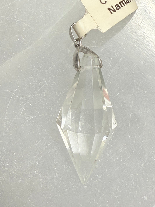 Clear Quartz Point .925 Sterling Silver Pendant – powerful crystal jewelry featuring clear quartz point known for healing, clarity, and energy amplification.
