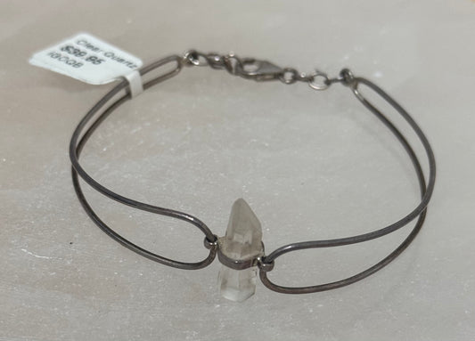 Clear Quartz Wrapped Bracelet – clear crystal jewelry known for energy amplification and healing, wrapped in wire for unique style.

