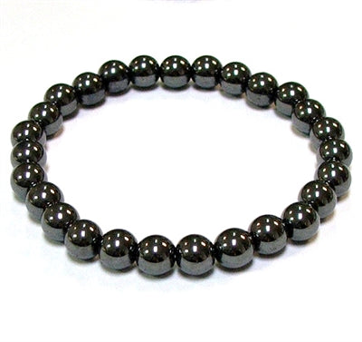 Hematite 8MM Round Beaded Bracelet - 8-8.5" BIG Wrist