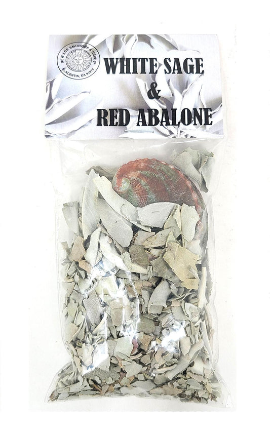 White Sage Loose + Red Abalone Shell in 3x4" Ziploc