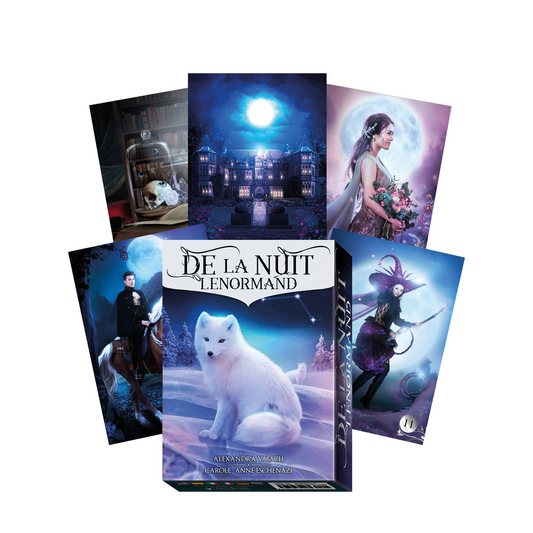 De La Nuit Lenormand Deck by Alexandra V. Bach & Carole‑Anne Eschenazi – elegant nocturnal Lenormand symbols for precise clairvoyant readings.
