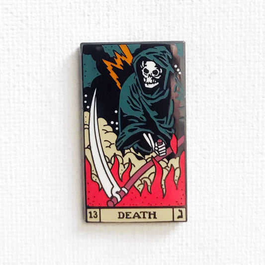 Death Tarot Card Pendant – jewelry inspired by the Death tarot card, symbolizing endings, transformation, and renewal.
