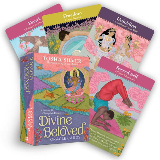Divine Beloved Oracle Cards by Tosha Silver – 52-card deck offering spiritual guidance through surrender, love, and divine connection.
